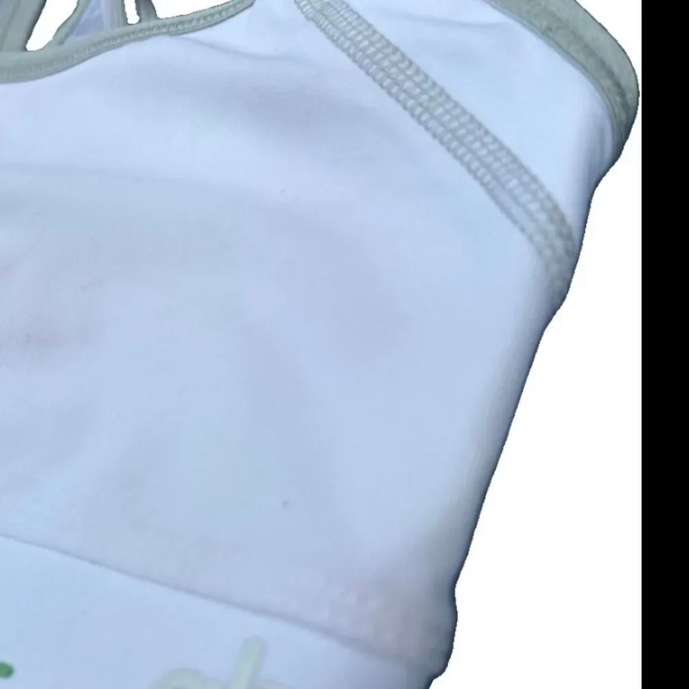 Alo-yoga Women's White and Green Bra